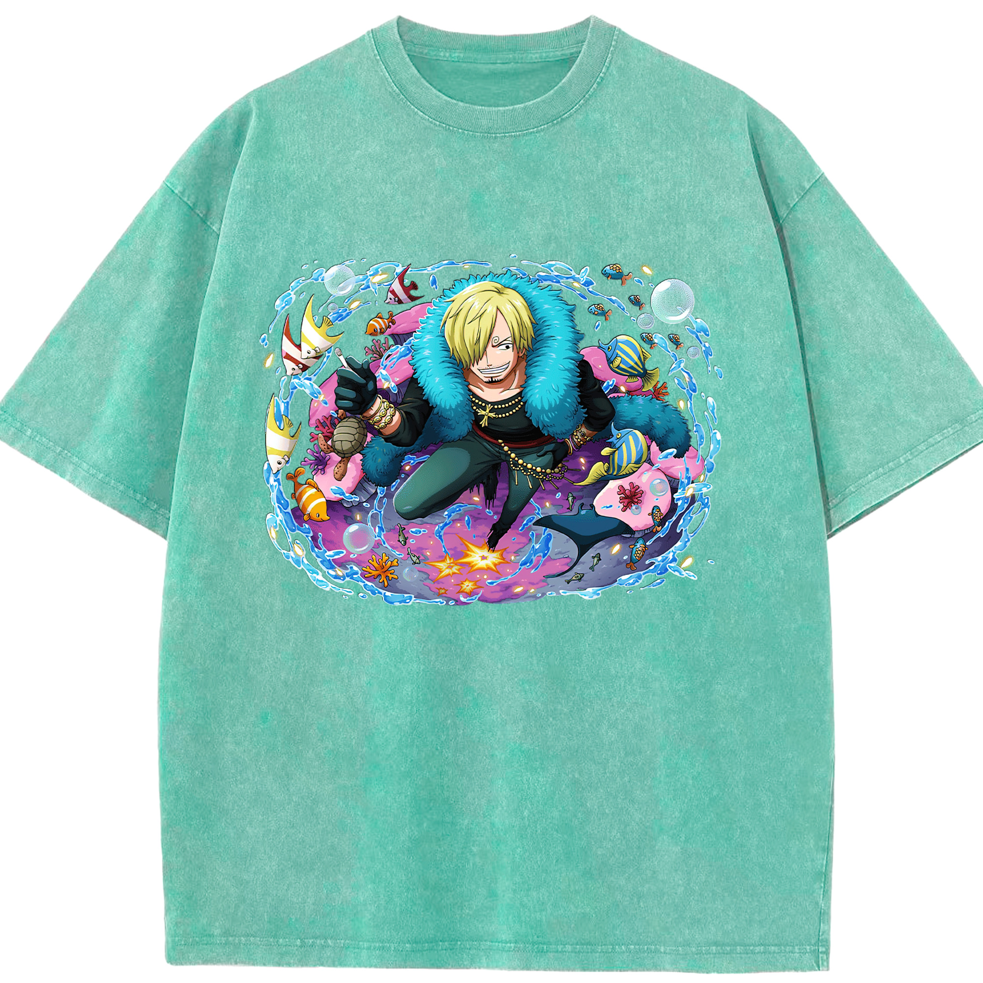 ワンピース サンジ ONE PIECE Sanji 綿100% ヴィンテージ風 半袖Tシャツ（フロントプリント）